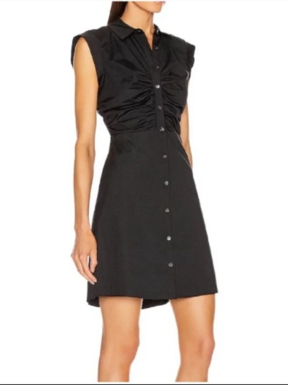 NEW NWOT Veronica Beard Black Ruched Shirt Dress size 12 $450 Cotton Spandex
